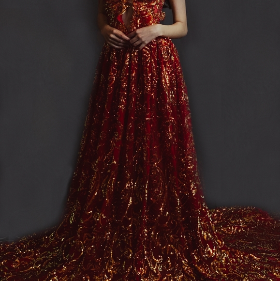 SAMPLE GOWN ONLY- CHARLOTTE Lehenga Saree Inspired Wedding Gown Set - Picture 3 of 11